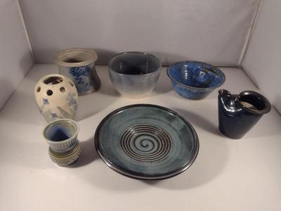 Collection of Small Pottery Pieces- Bowls, Vases, Syrup Warmer