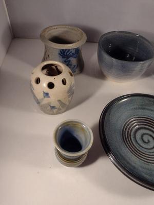 Collection of Small Pottery Pieces- Bowls, Vases, Syrup Warmer