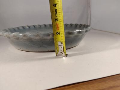 Hand Made Glazed Pottery 10" Pie Plate