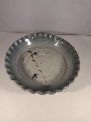 Hand Made Glazed Pottery 10" Pie Plate