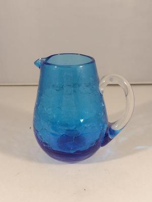 Art Glass Creamer- Crackle Finish- Possibly Blenko