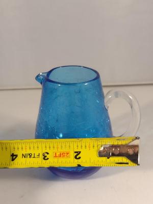 Art Glass Creamer- Crackle Finish- Possibly Blenko