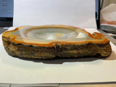 Vintage Geode Ashtray Rust Gold-tone Colors 8" Long x 4.5" Wide in VG Preowned Condition.