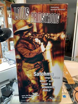New in Box Louis Vintage Louie Armstrong "Satchmo" Animated Singing Figurine 19" Tall as Pictured.