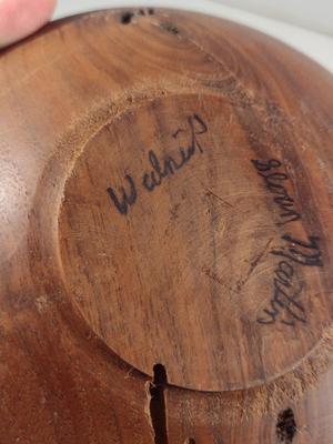 Turned Walnut Dry Flower Vase- Signed by Artist
