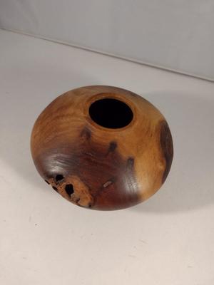 Turned Walnut Dry Flower Vase- Signed by Artist
