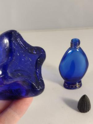 Pair of Cobalt Blue Glass Perfume Bottles
