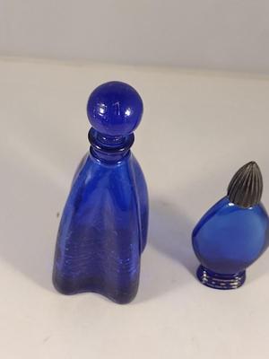 Pair of Cobalt Blue Glass Perfume Bottles