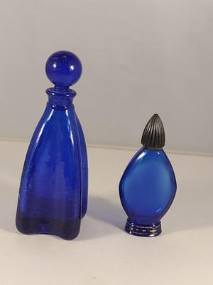 Pair of Cobalt Blue Glass Perfume Bottles