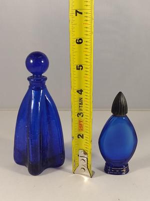 Pair of Cobalt Blue Glass Perfume Bottles