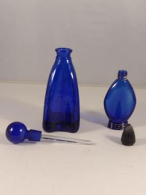 Pair of Cobalt Blue Glass Perfume Bottles