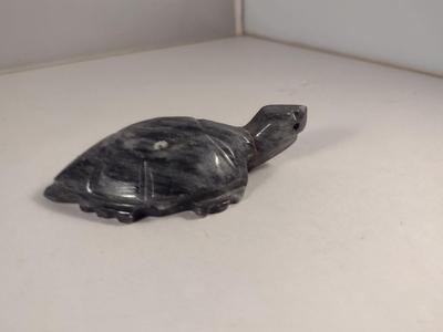 Collection of Turtle Figurines- Two Carved Stone, One Wade Porcelain