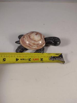 Collection of Turtle Figurines- Two Carved Stone, One Wade Porcelain