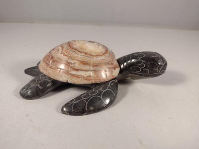 Collection of Turtle Figurines- Two Carved Stone, One Wade Porcelain