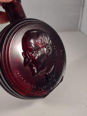 Vintage Ruby Red Wheaton Glass Bottle/Decanter Commemorating Harry S. Truman