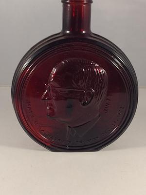 Vintage Ruby Red Wheaton Glass Bottle/Decanter Commemorating Harry S. Truman