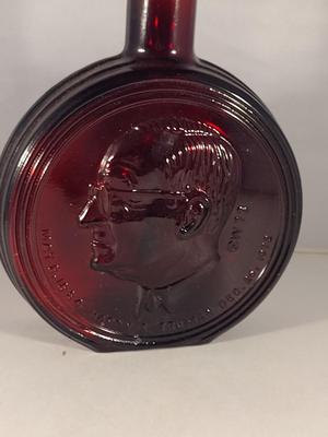 Vintage Ruby Red Wheaton Glass Bottle/Decanter Commemorating Harry S. Truman