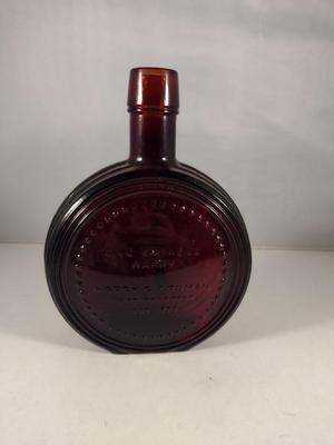 Vintage Ruby Red Wheaton Glass Bottle/Decanter Commemorating Harry S. Truman