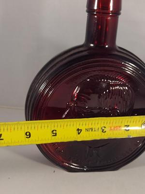 Vintage Ruby Red Wheaton Glass Bottle/Decanter Commemorating Harry S. Truman