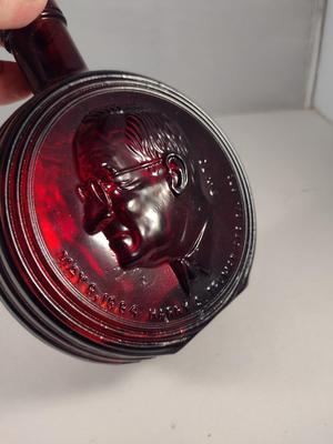 Vintage Ruby Red Wheaton Glass Bottle/Decanter Commemorating Harry S. Truman