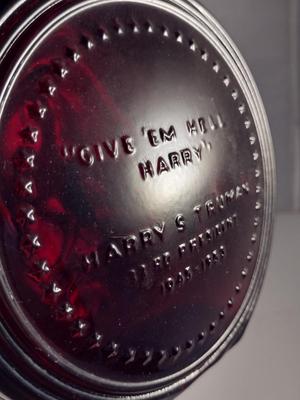 Vintage Ruby Red Wheaton Glass Bottle/Decanter Commemorating Harry S. Truman