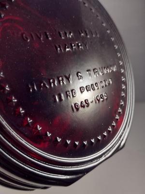 Vintage Ruby Red Wheaton Glass Bottle/Decanter Commemorating Harry S. Truman