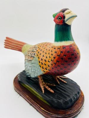 Vintage Wood Carved Ring Neck Pheasant
