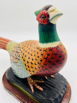 Vintage Wood Carved Ring Neck Pheasant