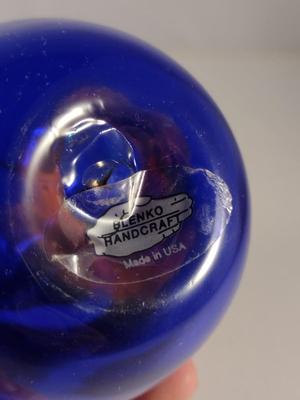 Blenko Cobalt Blue Art Glass 'Apple'