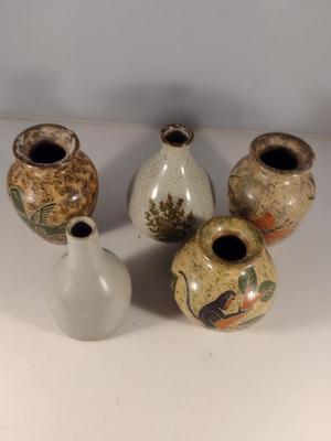 Collection of Small Pottery Vases
