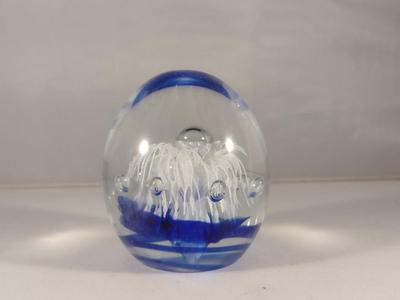 Art Glass Paperweight with Controlled Bubbles- Signed by Artist