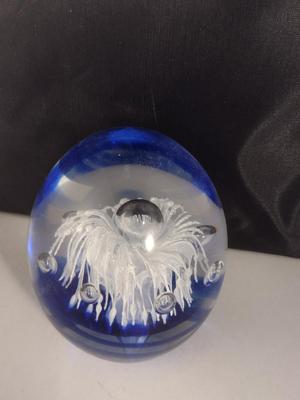 Art Glass Paperweight with Controlled Bubbles- Signed by Artist