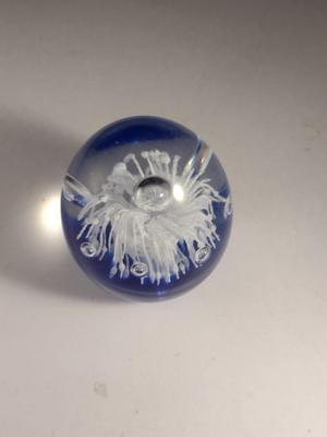 Art Glass Paperweight with Controlled Bubbles- Signed by Artist