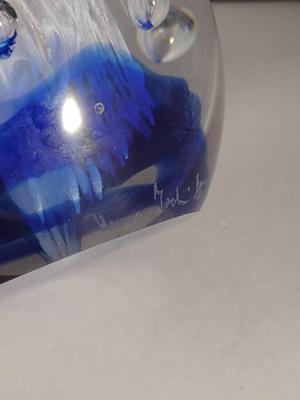 Art Glass Paperweight with Controlled Bubbles- Signed by Artist