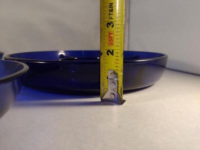 Three Cobalt Blue Glass Sectioned Bowls