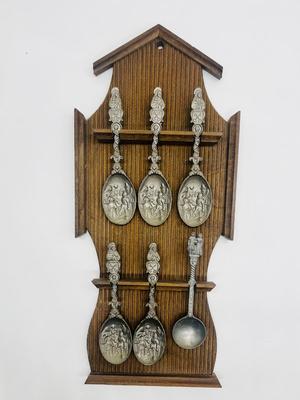 SIX Antique German Pewter Spoon Set