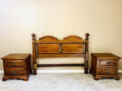 Solid Wood Queen Size Headboard and Matching Night Stands