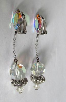 Vintage Rhinestone Jewelry: Lewis Segal of California Drop Earrings & 925 Italy Ankle Bracelet, Earrings