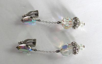 Vintage Rhinestone Jewelry: Lewis Segal of California Drop Earrings & 925 Italy Ankle Bracelet, Earrings