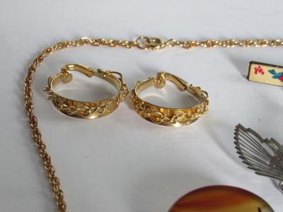 Costume Jewelry Lot, Lewis Segal of Cal Earrings, Monet Bee Brooch