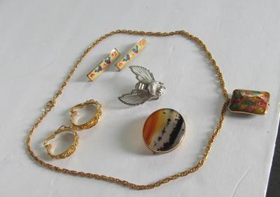 Costume Jewelry Lot, Lewis Segal of Cal Earrings, Monet Bee Brooch