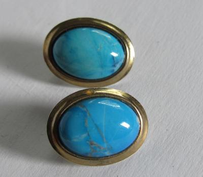 Beautiful Carved MOP Brooch and Earrings, Turquoise Colored Earrings and Antique Brooch