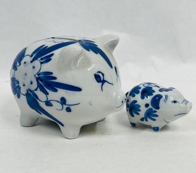 Delpft Blue & White Pigs Piggies, Piggy Bank Ceramic