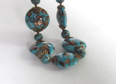 Beautiful Vintage Stone Necklace and Earrings Set, Made in Italy