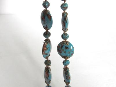 Beautiful Vintage Stone Necklace and Earrings Set, Made in Italy