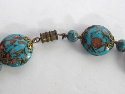 Beautiful Vintage Stone Necklace and Earrings Set, Made in Italy