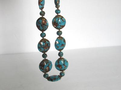 Beautiful Vintage Stone Necklace and Earrings Set, Made in Italy