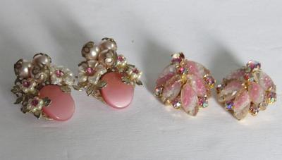 Vintage Pink Rhinestone Earrings
