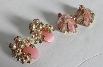 Vintage Pink Rhinestone Earrings
