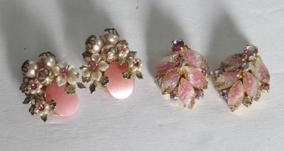 Vintage Pink Rhinestone Earrings